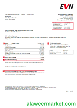 EVN electricity utility business bill, page 1 SCR